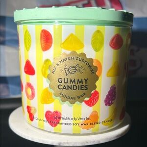 Bath & Body Works Gummy Candies Sundae Bar Candle - Green and Yellow